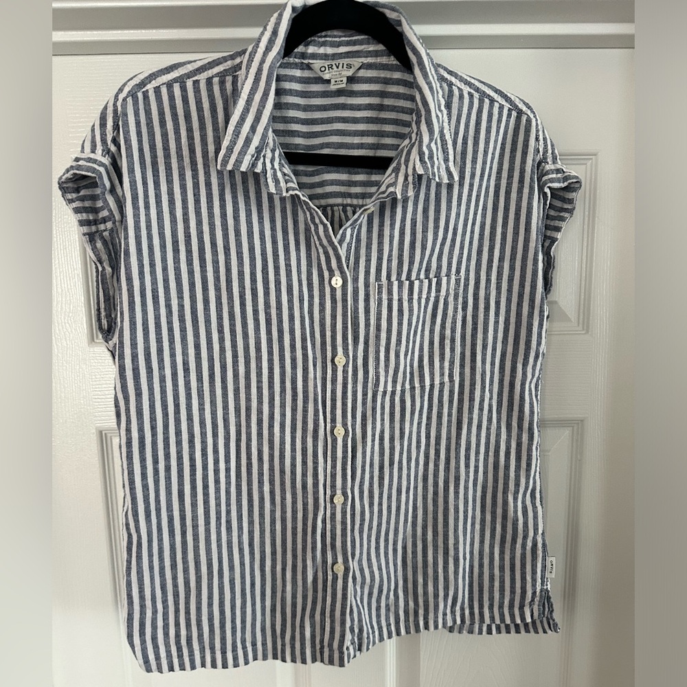 ORVIS Women’s Loose Fit Blue Striped Shirt